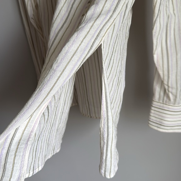 A.L.C. Carissa Striped Snap-Front Top in ivory - Picture 11 of 14